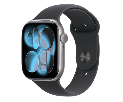 Smartwatch APPLE Watch Series 11 GPS + Cellular 46mm Aluminiowa koperta (gwiezdna szarość)/ Sportowy pasek (czarny) - rozmiar S/M